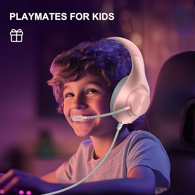 Gaming Headset for PS5 PS4 PC, Wired Headsets with 7.1 Surround Sound, H-7 Gaming Over Ear Headphones with Noise Cancelling Flexible Mic Memory Earmuffs, for PC/PS5/PS4/XboxSeries X/S/Switch (Pink)