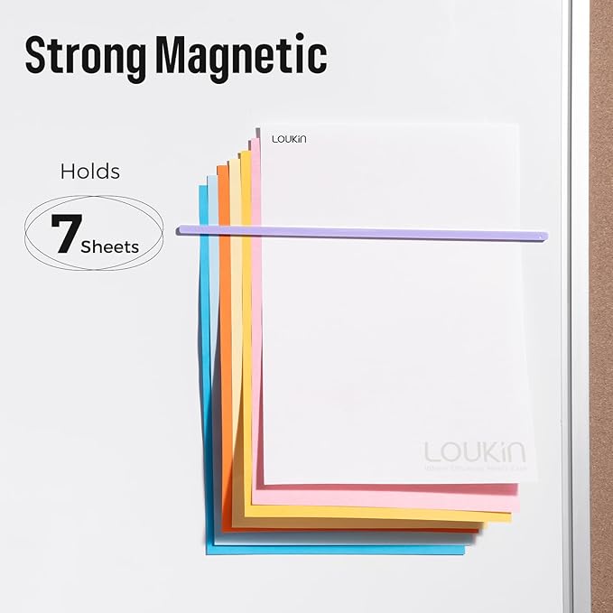 Loukin 4 pcs Rectangular Magnets, Colorful Fridge Plastic Strips Embedded Magnets, Decorative Refrigerator Magnets for Whiteboard, Kitchen and Office (Yellow&Sky Blue&Purple&Pink, L)