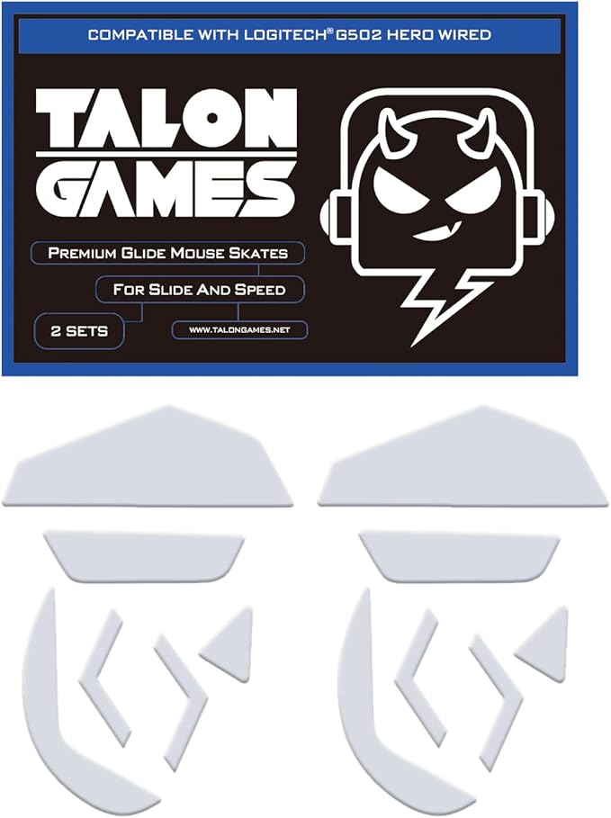2Sets of TALONGAMES Rounded Curved Edges Mouse Skates Feet Compatible with Logitech G502 Wired Gaming Mouse Feet Replacement,0.8mm,Pure PTFE Material with Super Smooth Glide Pads