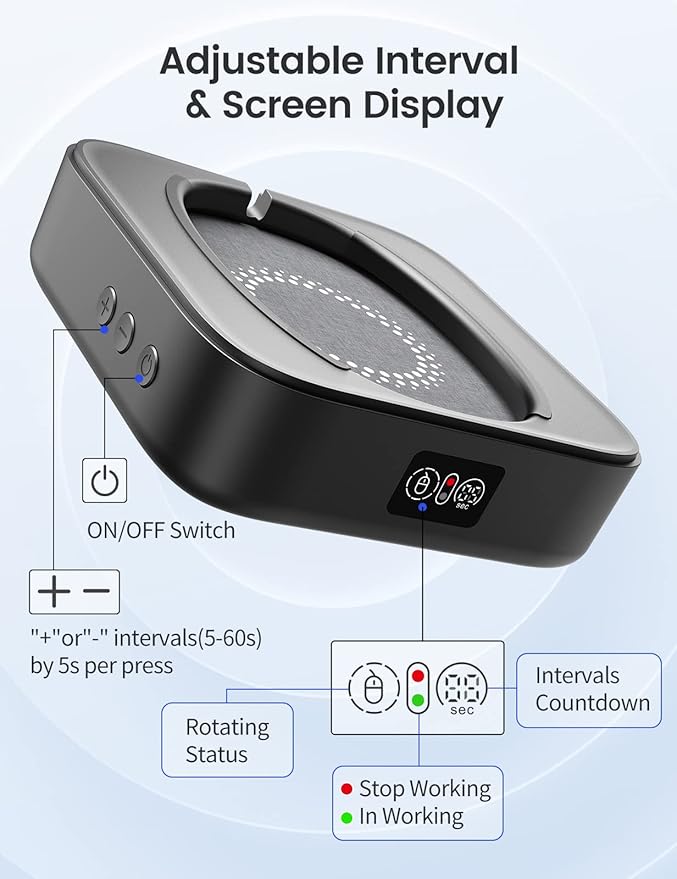 Mouse Jiggler Undetectable, No Need to Align Cursor, Mouse Mover Device with Adjustable Interval and Screen, Automatic Mouse Shaker Wiggler for Both Large and Small Mice, Real Random Movement
