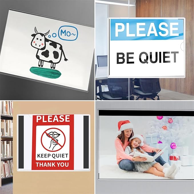 Magnetic Sign Holder 5 Pack Clear Document Frames 11X8.5’’ Magnetic Poster Paper Holder Self-Adhesive Wall Display Frame with Strong Magnet Strip for Store Home Office