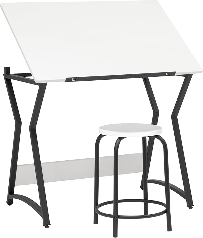 SD Studio Designs Hourglass Craft Table Angle Adjustable Drafting Table, Table+Stool