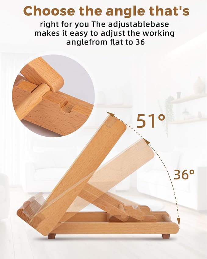 Table Easel for Painting, Adjustable Angle Art Easels Wood Table Easel Drawing and Sketching Board, 11 4/5 Inches by 8 2/3 Inches