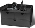 Charmewooden Desk Organizer with Drawers Countertop Drawers Organizer Tabletop Storage Organization Box Home Office Workspace Bathroom Toiletries Supplies (black with shelf)