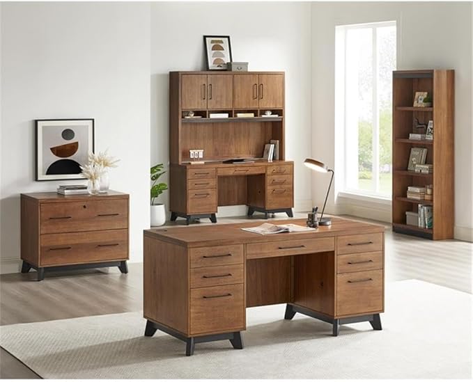 Pemberly Row Set of 3 Writing Office Table & Filing Cabinet & Bookcase