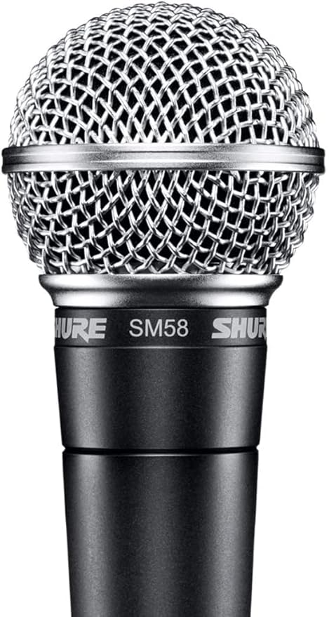 Shure SM58 Professional Dynamic Vocal Microphone with 25-Foot XLR Cable – Cardioid Mic for Live Performance, Studio Recording, Podcasting & Streaming (SM58-CN), Black & Silver