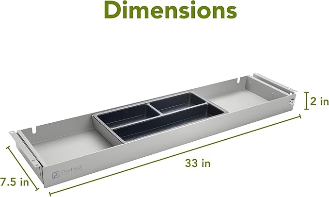 PERFECT POSTURE Under Desk Storage Drawer With Lock – Slim Pen & Pencil Drawer for Regular & Sit-Stand Standing Desks, Gray (33” x 7.5”)