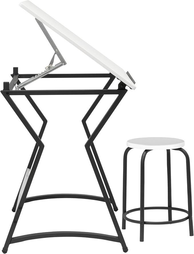 SD Studio Designs Hourglass Craft Table Angle Adjustable Drafting Table, Table+Stool