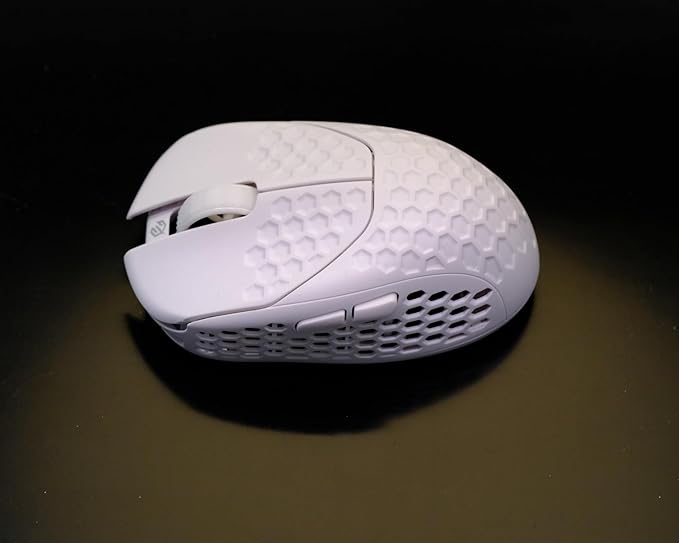 GWolves HTR Lightweight Wireless Fingertip Grip Gaming Mouse,~28Gram,8K-Report,Low Latency,PAW3395 26,000CPI,Nrf52840 CPU,6 Programmable Btns,On-Board Memory,PC/Mac and Laptop (Honeycomb, White)