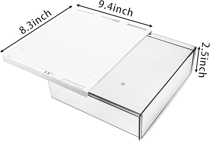 SOUJOY 2 Pack Self-adhesive Under Desk Drawer, Hidden Slide Out Organizer Tray, Plastic Under Table Attachable Hidden Storage Organizer for Office Home School Kitchen Sewing Table