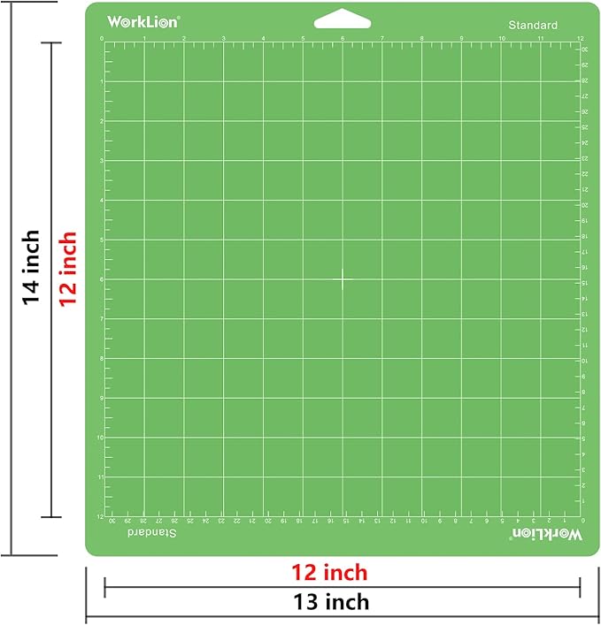 WORKLION 12x12 Cutting Mat Standard Adhesive Compatible With Explore One/Air/Air 2/Maker Standard Adhesive Sticky Anti-Slip Durable Vinyl Mat 6Pack- Replacement Accessories