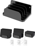 Wall Mount Phone Holder for Smartphones and Tablets, Phone Shelf with 4-Slot Docking Station Compatible with Tablet, ipad, Kindle Wall Charging Organizer (Black)