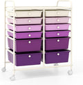 Moccha 12-Drawer Rolling Storage Cart - Utility Cart on Wheels with Lockable Casters for Craft Art Supply Paper Salon, Mobile Drawer Carts for Classroom Teacher School Office (Gradient Purple)