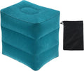 PATIKIL Travel Foot Rest Pillow, Inflatable Foot Rest Mat Adjustable 3 Layers Height Sleep Flights Leg Rest Pillow for Airplane Train Office, Teal Blue