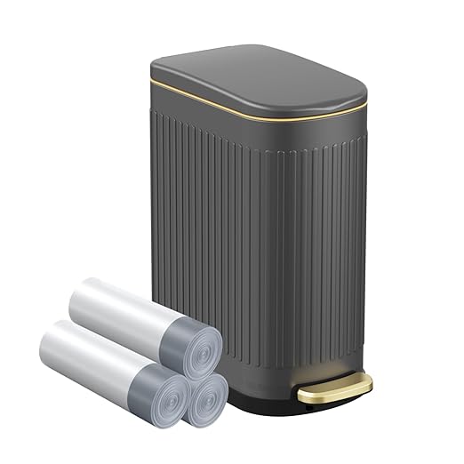 KSSKSS Slim Stainless Steel Desk Wastebasket – Gray (2.6 Gal)