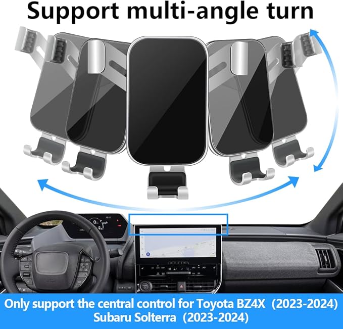 Car Phone Holder for Toyota bZ4X 2023 2024 2025 and Subaru Solterra 2023 2024 2025 Auto Interior Accessories Best Cell Phones Mount Cellphone Mobile Cradle Charging Navigation Screen Stand