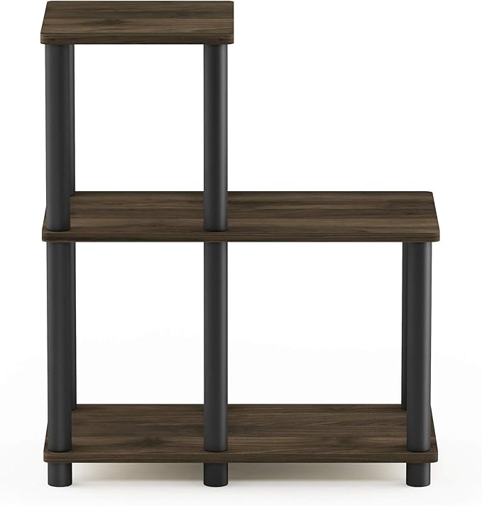Furinno Wire 3-Tier Industrial Style Metal Frame Bookcase, Display Shelf, 47 Wide, Walnut Cove