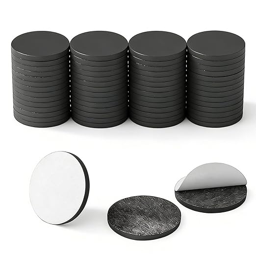 Towjug Adhesive Round Magnets for Crafts 1.2x0.08, 60 Pcs Flexible Sticky Magnetic Dots for DIY
