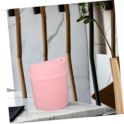 Slim Mini Desktop Trash Can Small Waste Bin Desk Top Garbage Can Swing Lid for Home