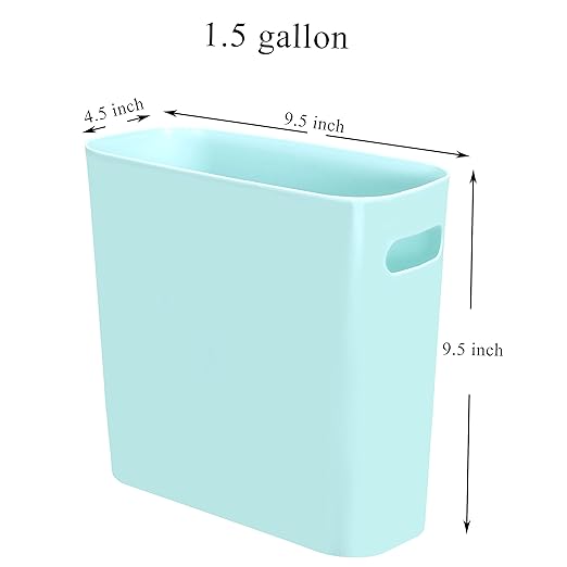 Youngever 1.5 Gallon Slim Trash Can, Plastic Garbage Container Bin, Small Trash Bin with Handles for Home Office, Living Room, Study Room, Kitchen, Bathroom (1 Pack Mint)