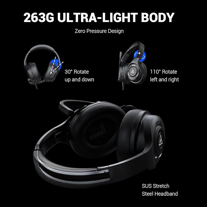 EKSA E4 AirComfy Headsets with Microphone Noise Cancelling, Over-Ear PC Headphones, Crystal Clear Surround Sound 263g Ultra Lightweight 3.5mm Wired Computer Headset for Laptop/PS4/PS5/Xbox/Switch