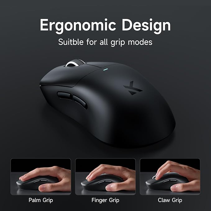 MCHOSE M7 Ultra Wireless Gaming Mouse, 8K Polling, 53g Lightweight Ergonomic Computer Mouse PAW3950 Optical Sensor 750 IPS 42000 DPI 6 Programmable Controls USB-C 3-Modes PC/Mac Black