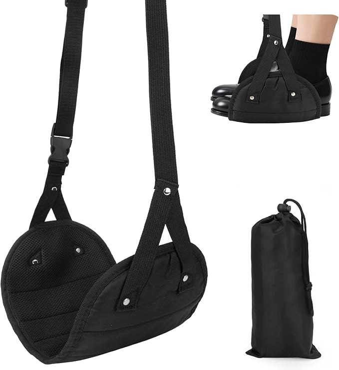 Ergonomic Airplane Foot Hammock(Memory Foam)-Ultimate Comfort Foot Hammock for Plane Travel Essentials to Relax Your Feet, Portable Airplane Foot Rest with Adjustable Strap, Perfect for Long Flight