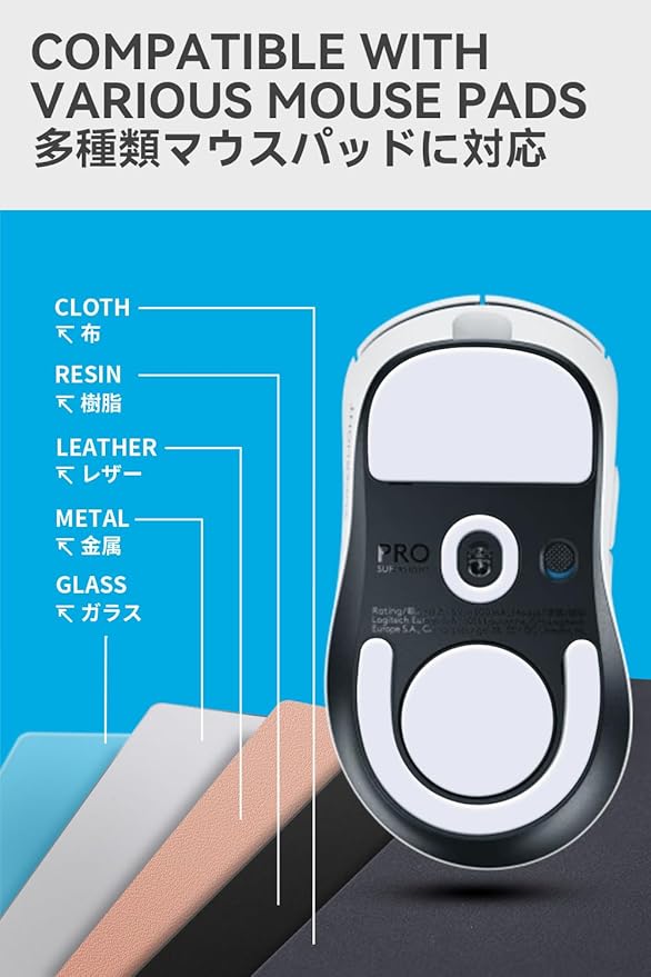 2Sets of TALONGAMES Rounded Curved Edges Mouse Skates Feet Compatible with Logitech G PRO X Superlight 2 DEX Wireless Gaming Mouse Feet Replacement,0.8mm,Pure PTFE Material Super Smooth Glide Pads