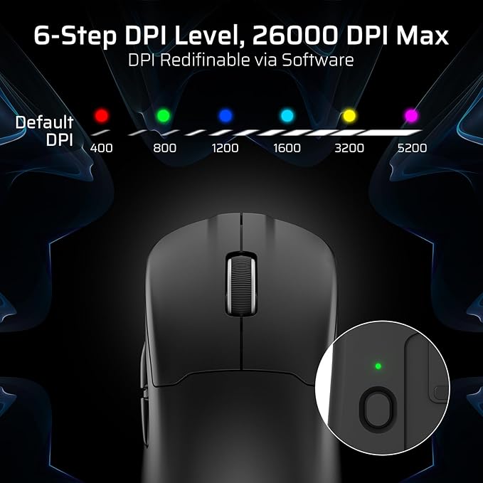 LTC GM022 Ultralight 3-Mode Wireless Gaming Mouse with RGB Charging Dock, PAW3395 26K DPI Sensor, 55G Lightweight Ergonomic Bluetooth Gaming Mouse, 5 Programmable Buttons, 80 Million Click Switch