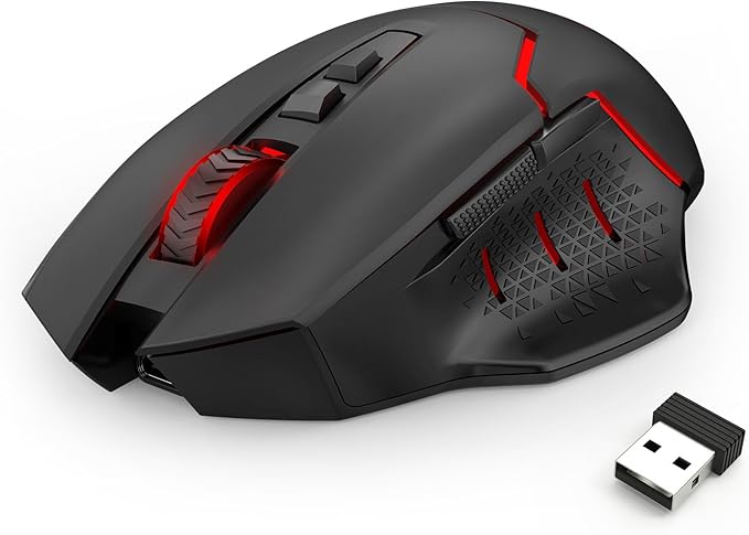Redragon M690 MAX Wireless Gaming Mouse, Tri-Mode RGB Mice w/ 7 Macro Buttons, 12800 DPI, 400mAh Rechargeable Mouse for PC/Mac/Laptop