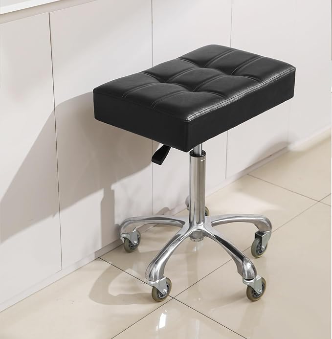 Kaleurrier Heavy Duty Stools with Wheels 400lb Backless Height Adjustable Stool - Rolling Stools Swivel Chair for Counter Bar Salon Office Home Kitchen Lab Clinic (Rolling Casters, Black)
