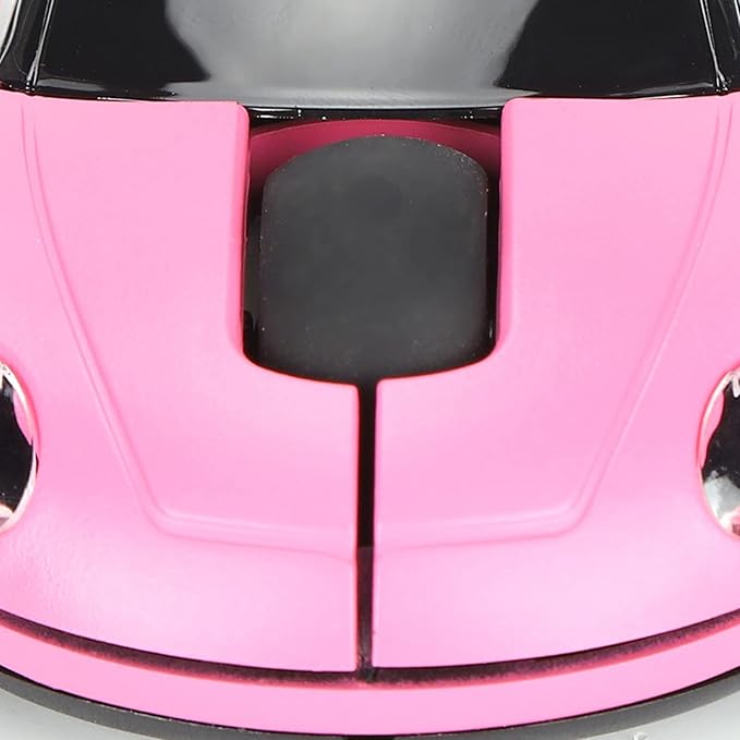 ASHATA 2.4GHz Wireless Gaming Mouse, 3D Sport Car Shape Ergonomic USB Mouse Mice for PC Laptop Computer, Pink (No Bluetooth)
