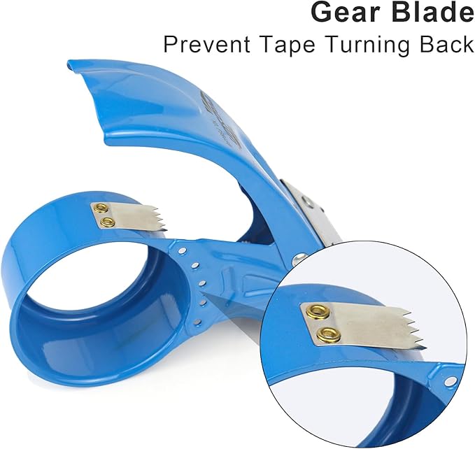 BOMEI PACK Metal Packing Tape Dispenser, 2inch Heavy Duty Handheld Heavy Tape Dispenser, 4Pcs, Blue
