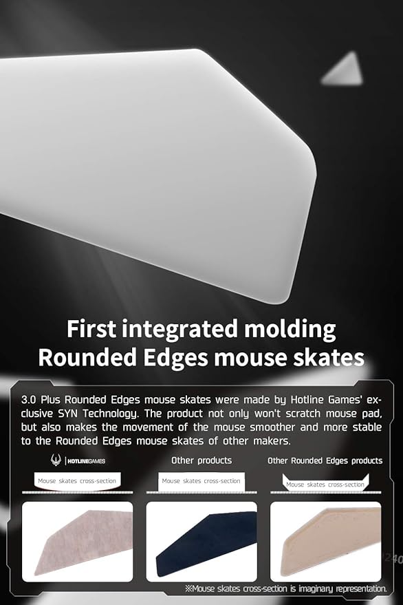 HOTLINEGAMES 2Sets 3.0 Plus Rounded Curved Edges Mouse Feet Skates Compatible with Logitech G PRO X Superlight 2C Wireless Gaming Mouse feet Replacement (0.8mm, Smooth, PTFE) Pro Performance