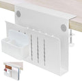 Desk Side Storage, Desk Laptop Holder with Magnetic Pen Holder, No Drill Desk Side Organizer for Office and Home Fits Flat Edge 0.3" to 2.3"