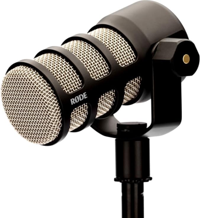 Rode PodMic Dynamic Podcasting Microphone | Black Bundle with Pop Filter + Desktop Microphone Stand + XLR Cable + Cleaning Cloth (5 Item)