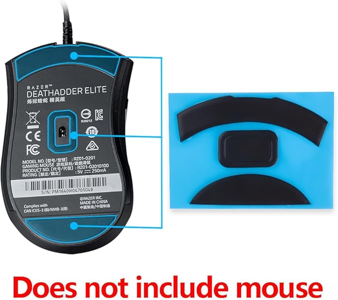 HUYUN New Mouse Skates & Mouse Feet & Mice Feet & mouseskates for Razer Deathadder Elite （Comes with 2 Sets）