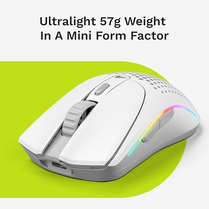 GLORIOUS Model O 2 Mini Wireless Gaming Mouse: Superlight 57g, up to 210hr Battery, Dual Wireless 2.4GHz and Bluetooth 5.2, 26K Optical Sensor, 80M Clicks, 6 Programmable Buttons, FPS Mouse, White