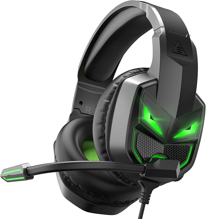 EKSA Fenrir S Gaming Headset with Microphone, Noise Cancelling Mic, Comfortable Ear Pads, 50 mm Drivers, RGB Light, One Key Control, Gaming Headphones for PC, Xbox, PS4, PS5, Switch, Controller