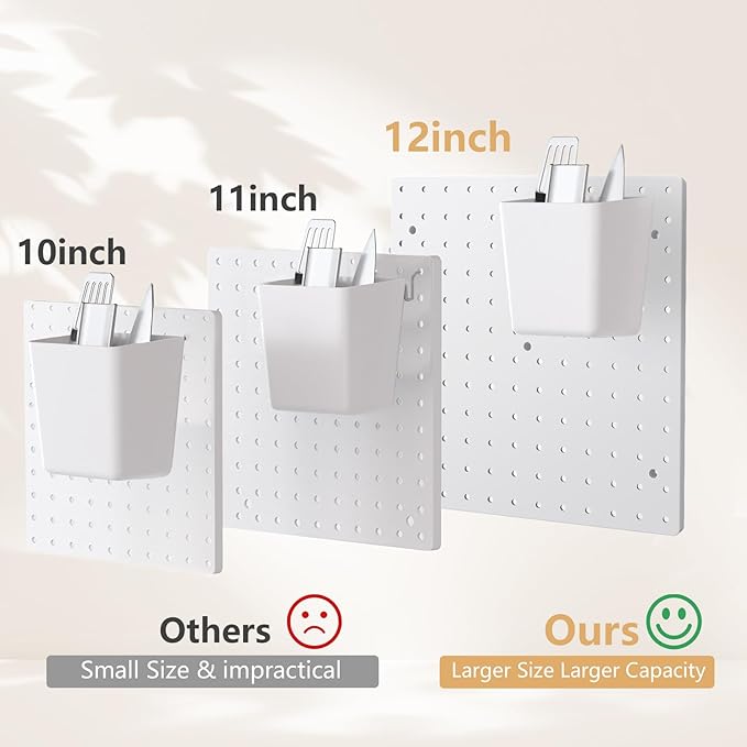 FZK Peg Board, 25pcs PegBoard Wall Organizer, 12in*12in, Includes 4 White Pegboard and Accessories, Plastic Pegboard for Room, Office, Craft Room, Kitchen and Bathroom