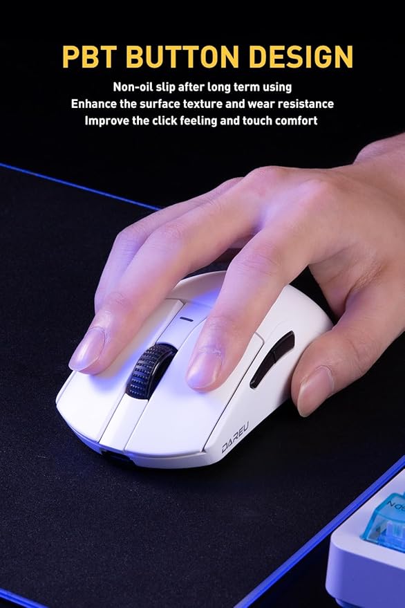 DAREU A950pro Wireless Gaming Mouse:4KHz Polling Rate,55g Ultra-Lightweight,PAW3395 Optical Sensor,26K DPI,5 Programmable Buttons,Support 15min Fast Charging &Tri-Mode Connection