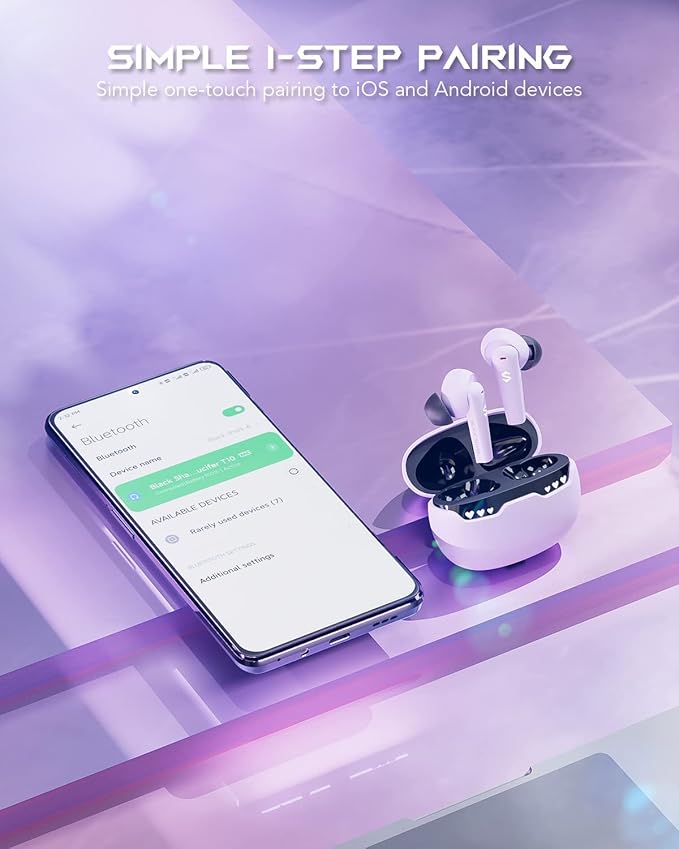 Wireless Earbuds with Charging Case, Bluetooth Earbuds with Microphone for iPhone/iPad/Andriod/Mac, Music & Game Two Mode, One-Step Pairing, IPX5 Waterproof, in-Ear Stereo Surround, Black Shark Purple