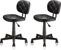 KLASIKA Rolling Stool Chair with PU Leather Backrest and Adjustable Height for Computer Home Standing Desk 2 Pack