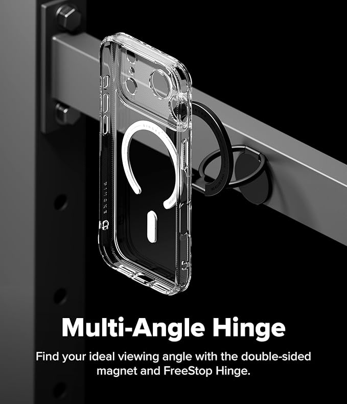 Ringke Dual Magnetic Smart Holder [Compatible with MagSafe] Phone Grip, Dual-Sided Powerful Magnet, Multi-Angle Hinge 3-Tier Foldable Kickstand for Gym, iPhone, Galaxy, Pixel - Black