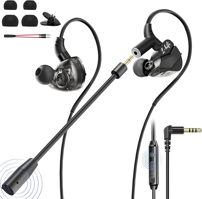 BlueFire Wired Gaming Earbuds with Microphone, HiFi Deep Bass in-Ear Headphones, Noise Cancelling Earphones with Volume Control, Compatible with PC, Phone, in Ear Earbuds for Gaming, Sports and Music