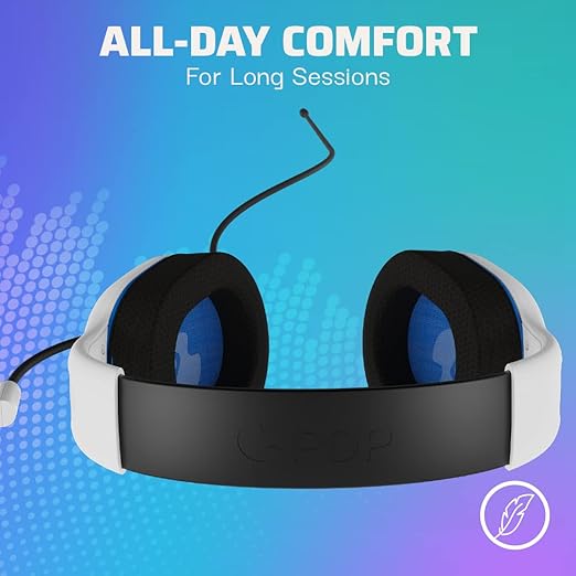 PDP AIRLITE Pro Wired Headset, Licensed Sony PlayStation 5, PlayStation 4, PS5/PS4/PS3/PC, Lightweight Durable Headphones, 3.5mm Audio Jack, Noise-canceling Flip-to-Mute Boom Mic, Frost White