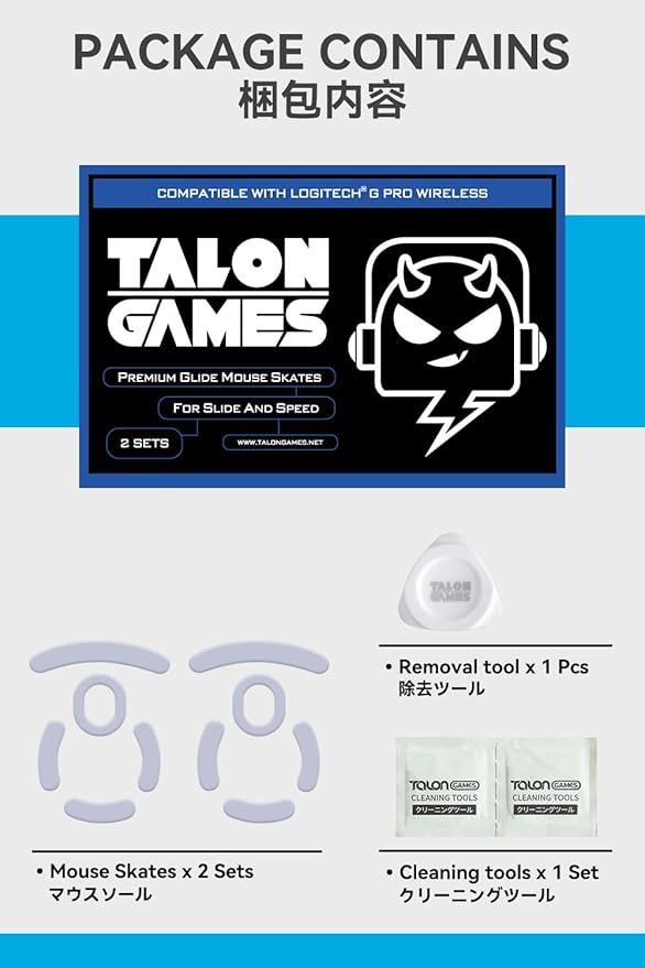 2Sets of TALONGAMES Rounded Curved Edges Mouse Skates Feet Compatible with Logitech G PRO Wireless GPW Gaming Mouse Feet Replacement,0.8mm,Pure PTFE Material with Super Smooth Glide Pads