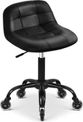 Rolling Shop Stool with Wheels, Rolling Stool with Back Support, 360° Swive Garage Chair, Height Adjustable Chair 330lb Heavy Duty for Spa Salon Massage Home Office Tattoo (Black)
