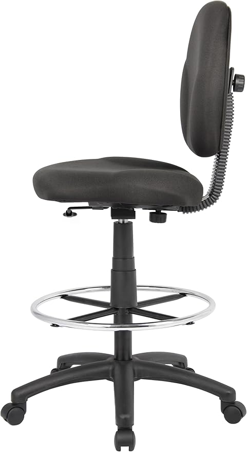 Boss Office Products Stand Up Fabric Drafting Stool Without Arms in Black (B1690-BK)