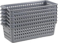Ggbin 6 Packs Plastic Slim Storage Basket, Small Desktop Storage Basket Bins, Grey